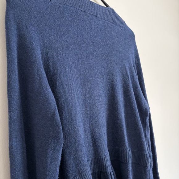 Eileen Fisher Blue Waterfall Open Front Lightweight Cardigan Medium Long Sleeve - Picture 4 of 9
